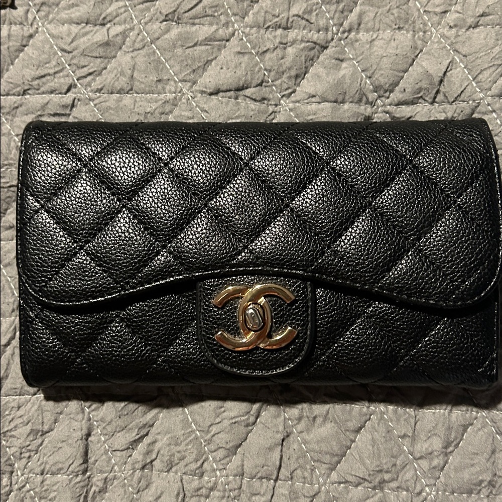 Designer inspired black clutch